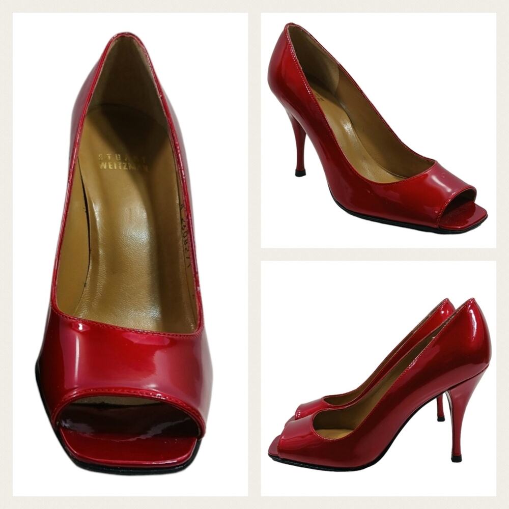 Stuart Weitzman Red Peep Toe Heels